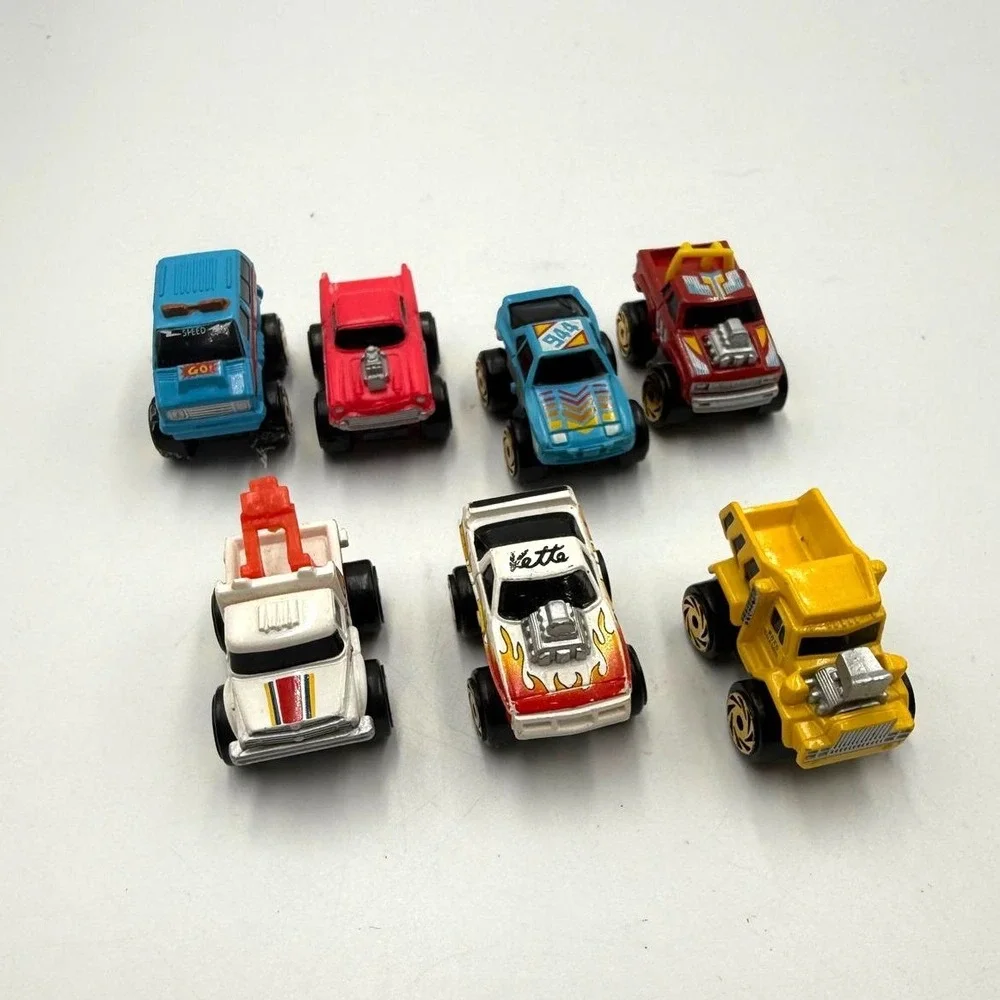 Vintage 1987 Road Champs Micro Monster Trucks‎ Lot of 7 Diecast Toy Cars Vette